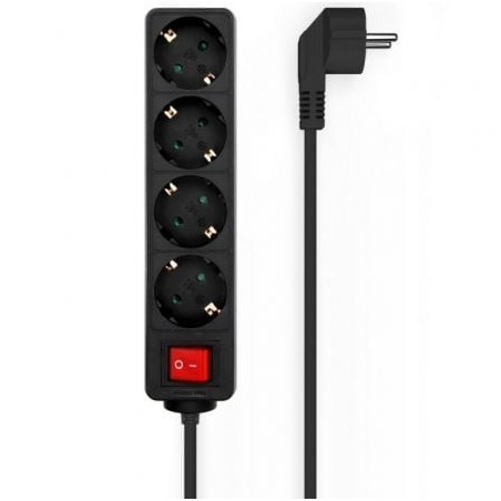 REGLETA AISENS NEGRO 4 TOMAS CORRIENTE CON INTERRUPTOR