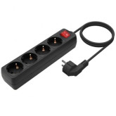 REGLETA AISENS NEGRO 4 TOMAS CORRIENTE CON INTERRUPTOR