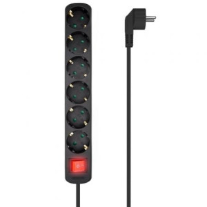 REGLETA AISENS NEGRO 6 TOMAS CORRIENTE CON INTERRUPTOR