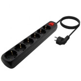 REGLETA AISENS NEGRO 6 TOMAS CORRIENTE CON INTERRUPTOR