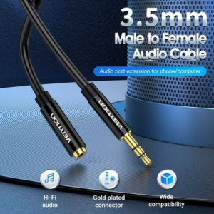 CABLE VENTION ESTÉREO JACK 3.5 MACHO/JACK 3.5 HEMBRA 1M NEGR