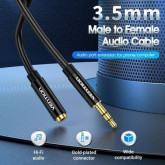 CABLE VENTION ESTÉREO JACK 3.5 MACHO/JACK 3.5 HEMBRA 1M NEGR
