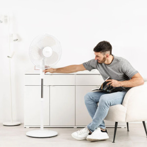 VENTILADOR PIE GRECO TAURUS 16CR 45W 110-125CM 3 ASPAS BLANC