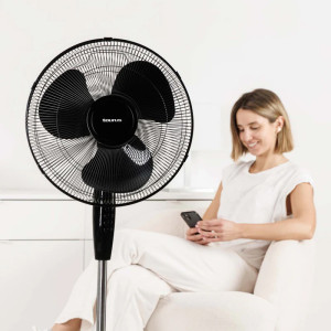 VENTILADOR PIE GRECO TAURUS 16CR ELEGANCE 45W 3V 3 ASP NEGRO