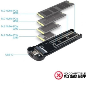 CAJA EXTERNA SSD M.2 NVME TOOQ TQE-2201R USB 3.1