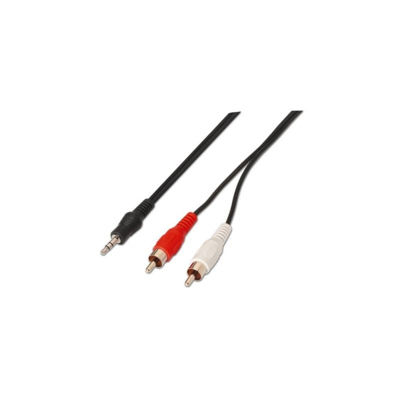 CABLE AISENS JACK 3.5 MACHO 2X RCA MACHO 1.50MT NEGRO