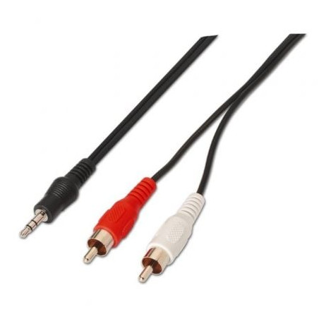 CABLE AISENS JACK 3.5 MACHO 2X RCA MACHO 1.50MT NEGRO