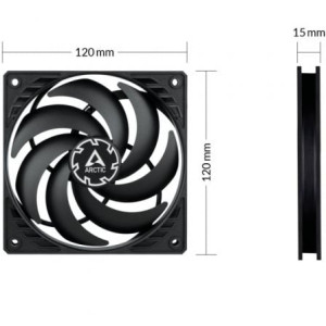 VENTILADOR CAJA ARCTIC P12 SLIM PWM PST/ 12CM/ NEGRO 