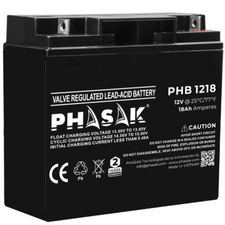 BATERIA SAI PHASAK PHB 1218 PARA SAI/ UPS 12V/18AH 