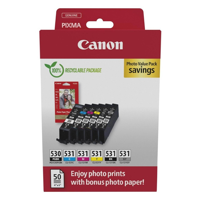 MULTIPACK CANON ORIG. PGI 530+CLI 531 50H PAPEL