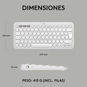 TECLADO LOGITECH PEBBLE KEYS K380S BLUETOOTH BLANCO 