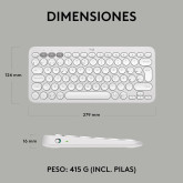 TECLADO LOGITECH PEBBLE KEYS K380S BLUETOOTH BLANCO 