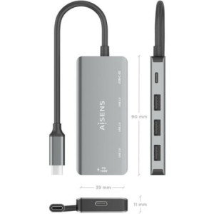 HUB USB TIPO C AISENS USB-C 3.1 - USB-C PD 100W/USB-C/3XUSB 