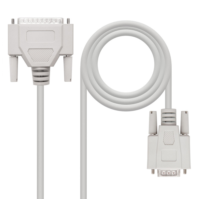 CABLE SERIE NULL MODEM DB9 HEMBRA DB25 MACHO 1.8M BEIGE
