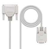 CABLE SERIE NULL MODEM DB9 HEMBRA DB25 MACHO 1.8M BEIGE