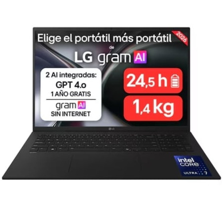 Portátil LG Gram 17ZD90TL-G.AX85BN Intel Core Ultra 7-258V/ 32GB/ 512GB SSD/ 17"/ Sin Sistema Operativo