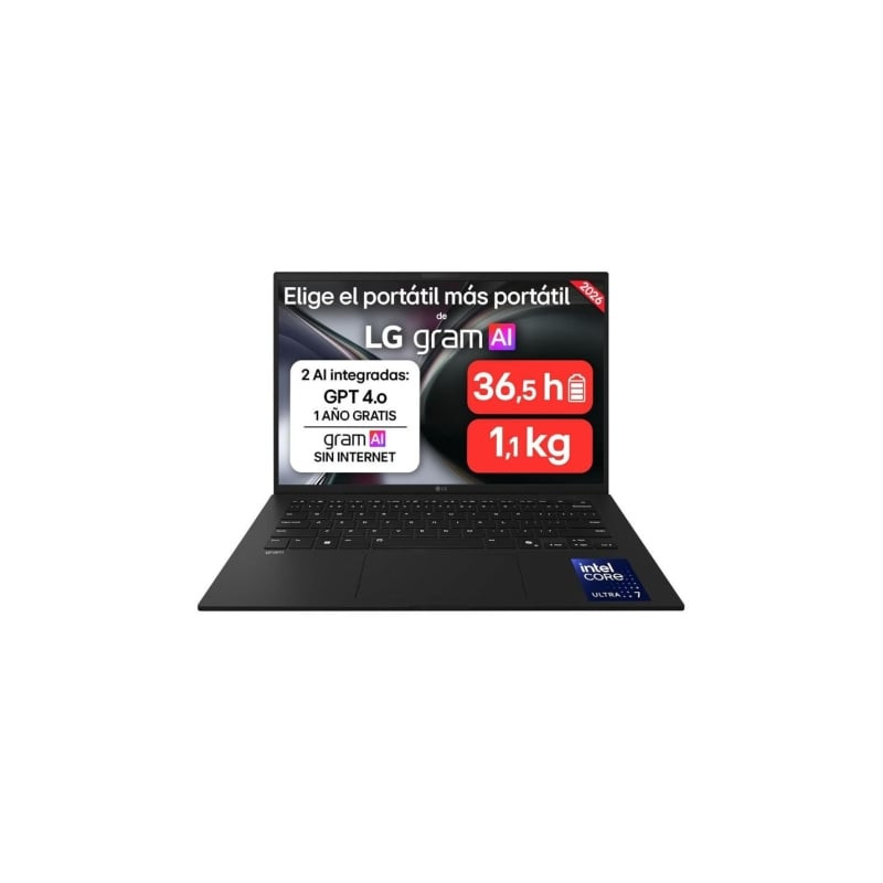 Portátil LG Gram 14ZD90U-G.AX85BN Intel Core Ultra 7-355/ 32GB/ 512GB SSD/ 14"/ Sin Sistema Operativo