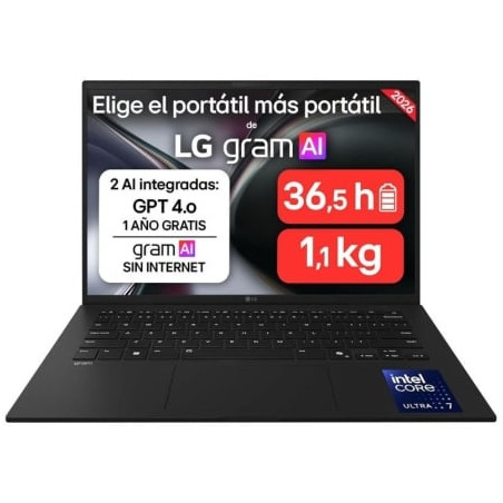 Portátil LG Gram 14ZD90U-G.AX85BN Intel Core Ultra 7-355/ 32GB/ 512GB SSD/ 14"/ Sin Sistema Operativo