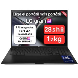 Portátil LG Gram 16ZD90TL-G.AX85BN Intel Core Ultra 7-258V/ 32GB/ 512GB SSD/ 16"/ Sin Sistema Operativo