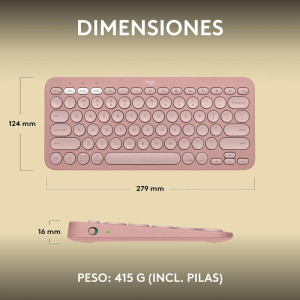 TECLADO LOGITECH PEBBLE KEYS 2 K380S ROSA 