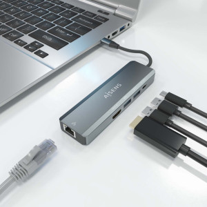 DOCKING TIPO-C AISENS ASUC-5P011-GR/1XHDMI4K/2XUSB/1XRJ45