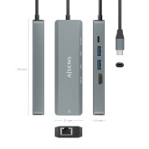 DOCKING TIPO-C AISENS ASUC-5P011-GR/1XHDMI4K/2XUSB/1XRJ45