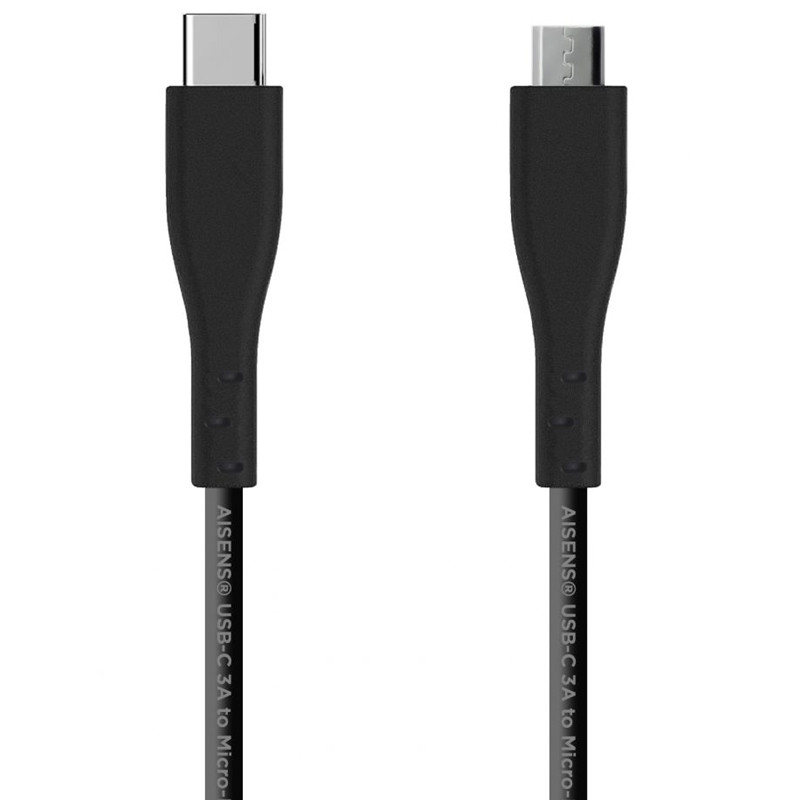 CABLE AISENS USB 2.0 TIPO C MACHO/MICROUSB MACHO/1M/NEGRO