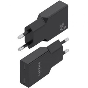 CARGADOR DE PARED AISENS 2*TIPO-C 30W  NEGRO A110-1006