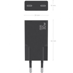 CARGADOR DE PARED AISENS 2*TIPO-C 30W  NEGRO A110-1006