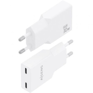 CARGADOR DE PARED AISENS 2*TIPO-C 30W  BLANCO A110-1003