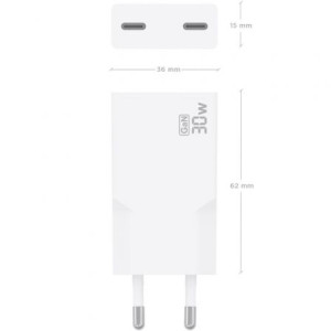 CARGADOR DE PARED AISENS 2*TIPO-C 30W  BLANCO A110-1003