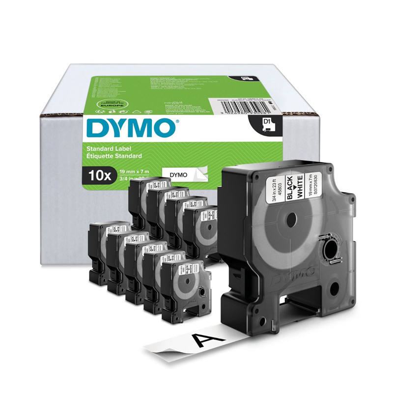 CINTA DYMO AUTOADHESIVA LM D1 19MMX7M CAJA 10 CINTAS